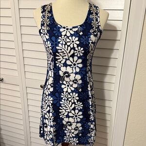 Floral Blue and White Mini Dress